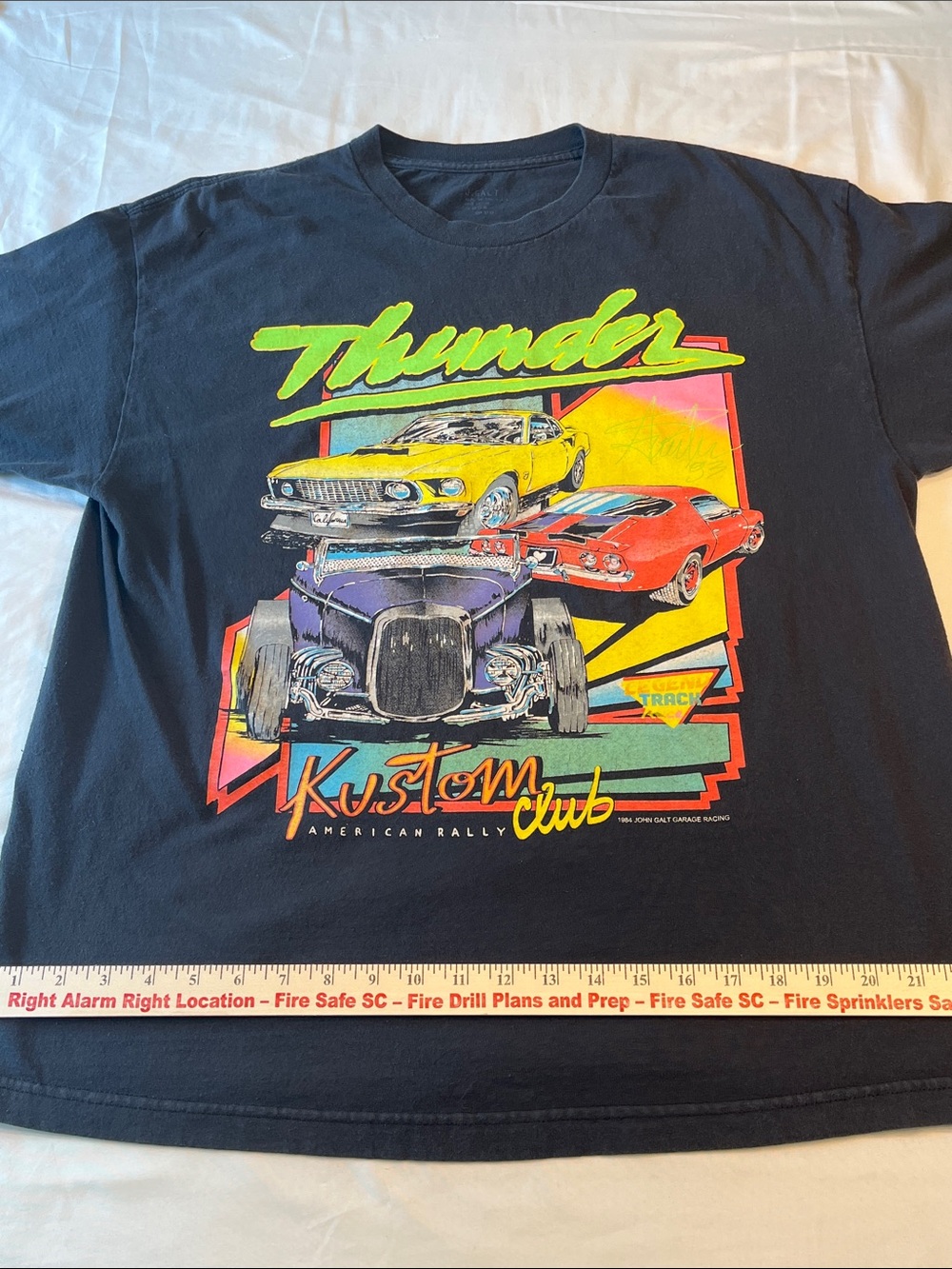 J. Galt Thunder Kustom Klub‎ Graphic Tee OS Black Hot Rod Car Race Oversized